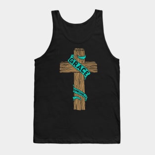 A wooden cross with the inscription "Grace" Tank Top